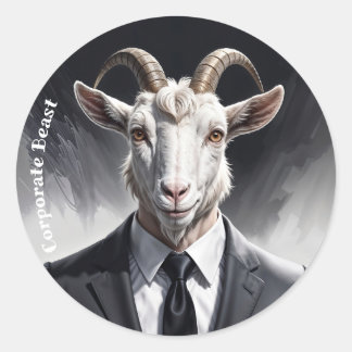Adesivo Redondo Anthropomorphic goat businessman headshot