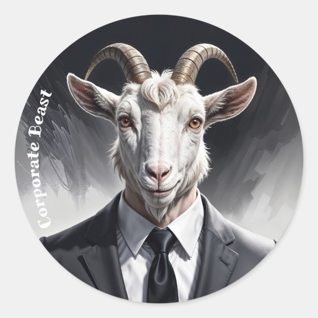 Adesivo Redondo Anthropomorphic goat businessman headshot (Frente)