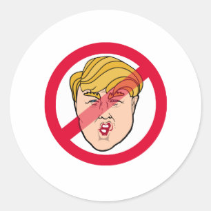 Adesivo Redondo ANTI caricatura de DONALD - Anti-Trunfo -