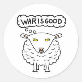 Adesivo Redondo Anti-Guerra - A Guerra é o Bom Ovelha