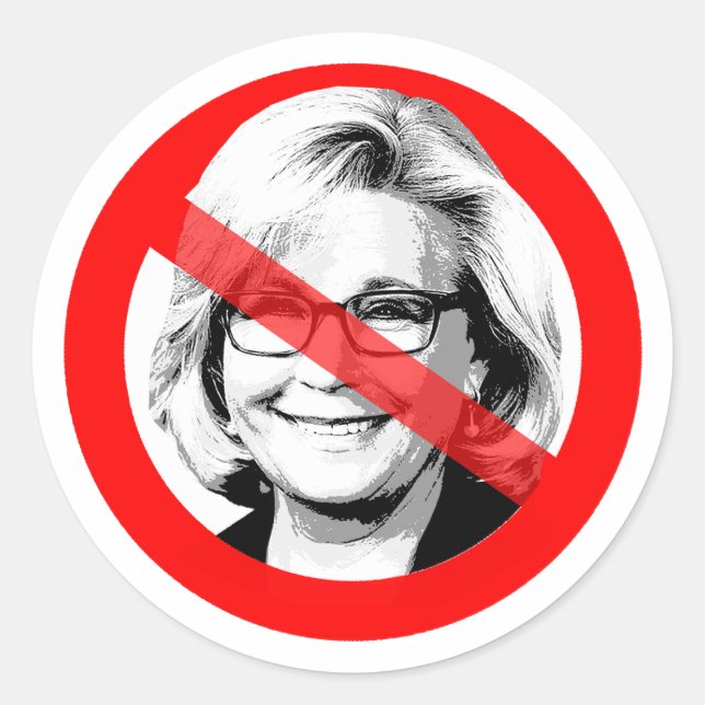 Adesivo Redondo Anti Liz Cheney Atravessou O Rosto (Frente)