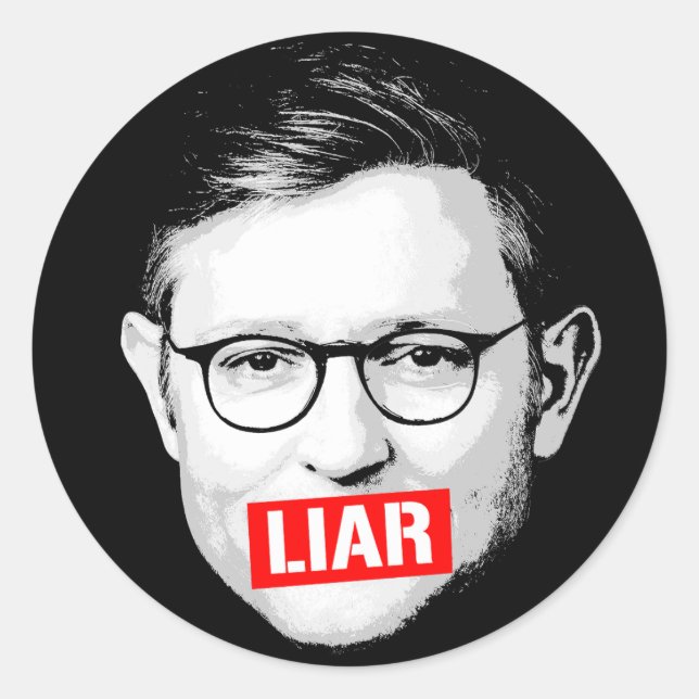 Adesivo Redondo Anti Mike Johnson Liar Sticker (Frente)