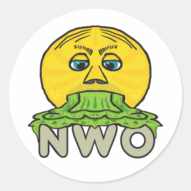 Adesivo Redondo Anti Nova Ordem Mundial (Frente)