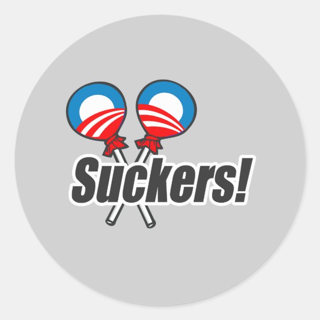 Adesivo Redondo Anti-Obama Bumpersticker - Suckers 2 (Frente)