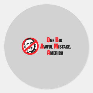 Adesivo Redondo Anti-Obama Bumpersticker - um misake terrível