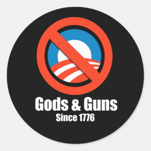 Adesivo Redondo Anti-Obama - deuses e armas desde 1776