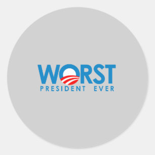Adesivo Redondo Anti-Obama - o presidente o mais mau Nunca