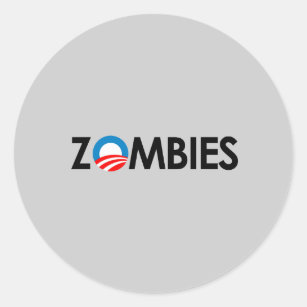 Adesivo Redondo Anti-Obama - preto dos zombis
