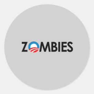 Adesivo Redondo Anti-Obama - preto dos zombis