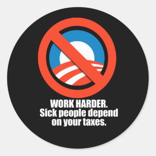 Adesivo Redondo Anti-Obama - trabalho mais duramente. as pessoas