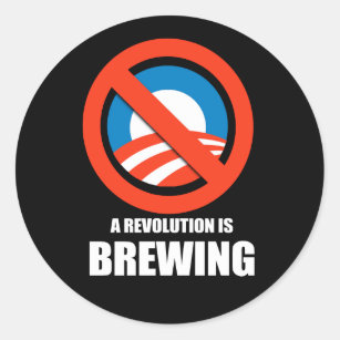 Adesivo Redondo Anti-Obama - uma revolução está fabricando cerveja
