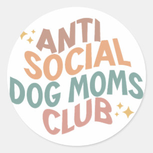 Adesivo Redondo Anti Social Dog Mães Club