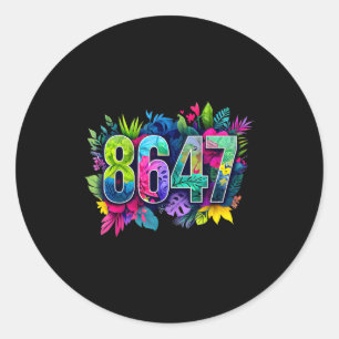 Adesivo Redondo Anti trump 8647 floral resiste 86 47 impeach trump