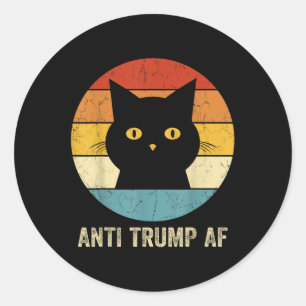 Adesivo Redondo Anti Trump Af Tee Retro Funny Anti Trump Cat
