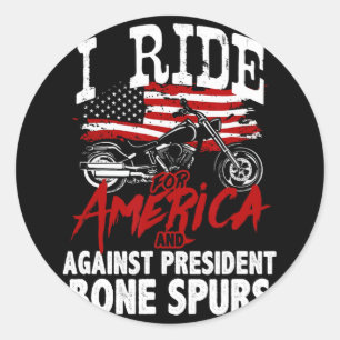 Adesivo Redondo Anti-Trump Biker Resiste Contra Presidente Bone Sp