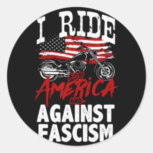 Adesivo Redondo Anti-Trump Biker Resiste Contra Protesto Fascismo