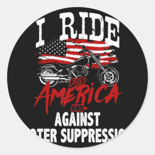 Adesivo Redondo Anti-Trump Biker Resiste Contra Supressão Eleitora