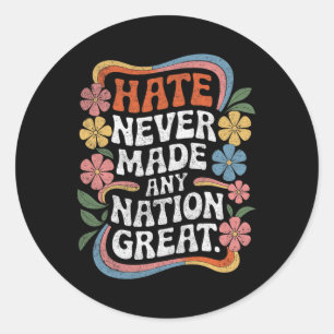 Adesivo Redondo Anti-Trump Democrata Floral Presidente Liberal 3