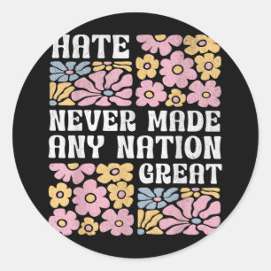 Adesivo Redondo Anti Trump Floral Borboletas Democrata Presidente 