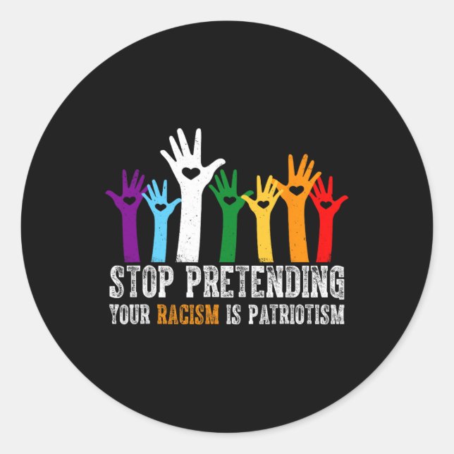 Adesivo Redondo Anti-Trump Pare De Impedir Que Seu Racismo Seja Pa (Frente)
