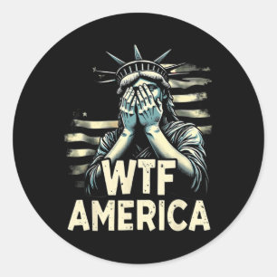 Adesivo Redondo Anti-trump Política E Democracia Wtf América _1