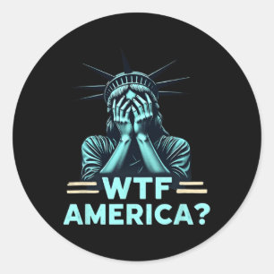 Adesivo Redondo Anti-Trump Política E Democracia Wtf América 2