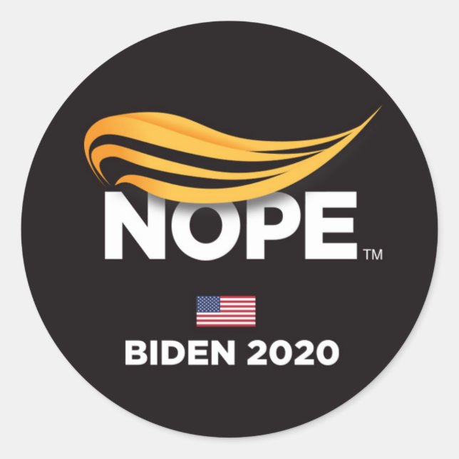 Adesivo Redondo Anti Trump, Trump Nope, Biden 2020 (Frente)