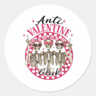 Adesivo Redondo Anti Valentine Club Funny Dia de os namorados Vint
