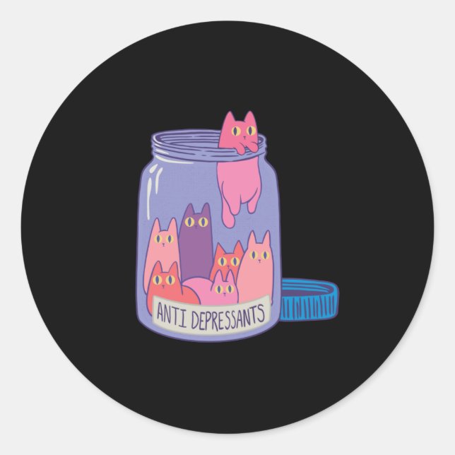 Adesivo Redondo Antidepressivos para gatos (Frente)