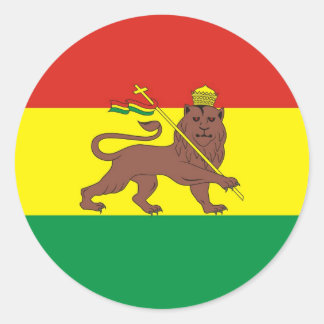 Adesivo Redondo Antiga bandeira etíope com leão de Judah