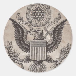 Adesivo Redondo Antiga Casaco de armas americana fascinada