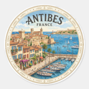 Adesivo Redondo Antiga Cidade de Antibes França