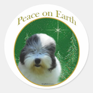 Adesivo Redondo Antiga Paz de Sheepdog Inglês