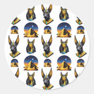 Adesivo Redondo Antiga Pirâmide do Egito, Anubis - Design