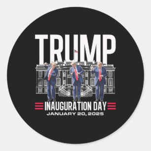 Adesivo Redondo Antigo Donald Trump Dance Dia da Inauguração 2025