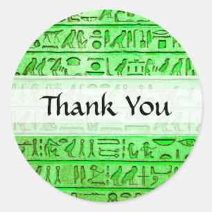 Adesivo Redondo Antigo Egípcio Hieroglifos Verde