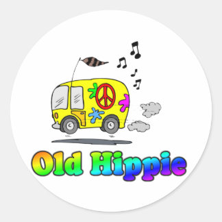 Adesivo Redondo Antigo hippie Bus