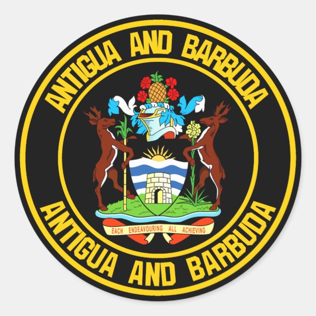 Adesivo Redondo Antigua and Barbuda Round Emblem (Frente)