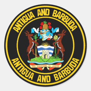 Adesivo Redondo Antigua and Barbuda Round Emblem
