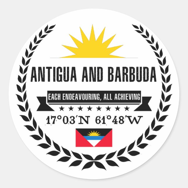 Adesivo Redondo Antígua e Barbuda (Frente)