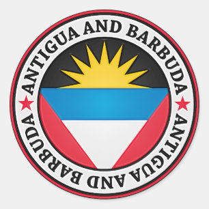 Adesivo Redondo Antígua e Barbuda, redonda Emblem