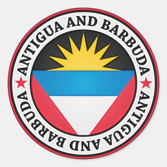 Adesivo Redondo Antígua e Barbuda, redonda Emblem (Frente)