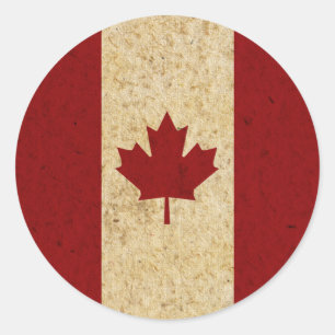 Adesivo Redondo Antiguidade Grunge Bandeira Canadense