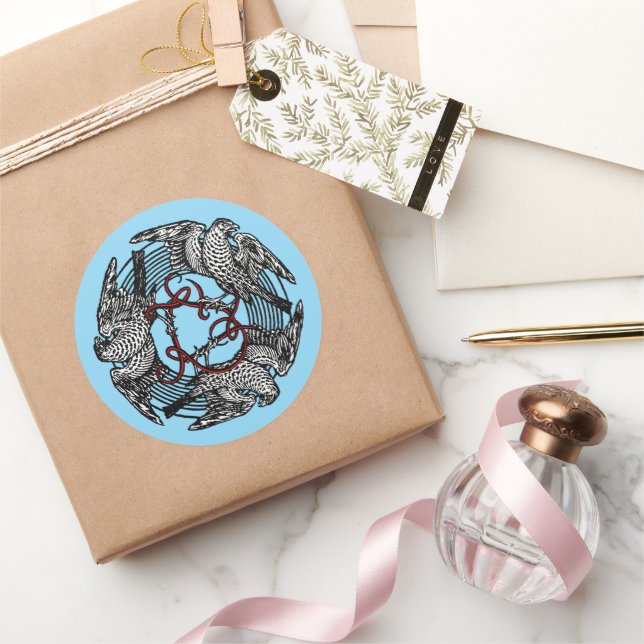 Adesivo Redondo Antiguidade: Três Hawks William de Morgan (Presentear)