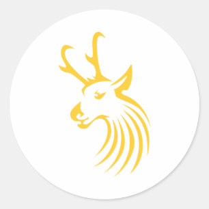 Adesivo Redondo Antílope de Pronghorn no estilo do desenho da