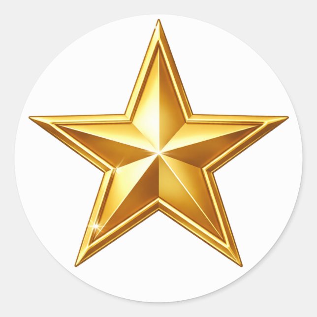 Adesivo Redondo Antique Gold Star Envelope Seal Sticker (Frente)