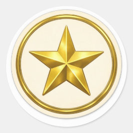 Adesivo Redondo Antique Gold Star   Round  Envelope Seal