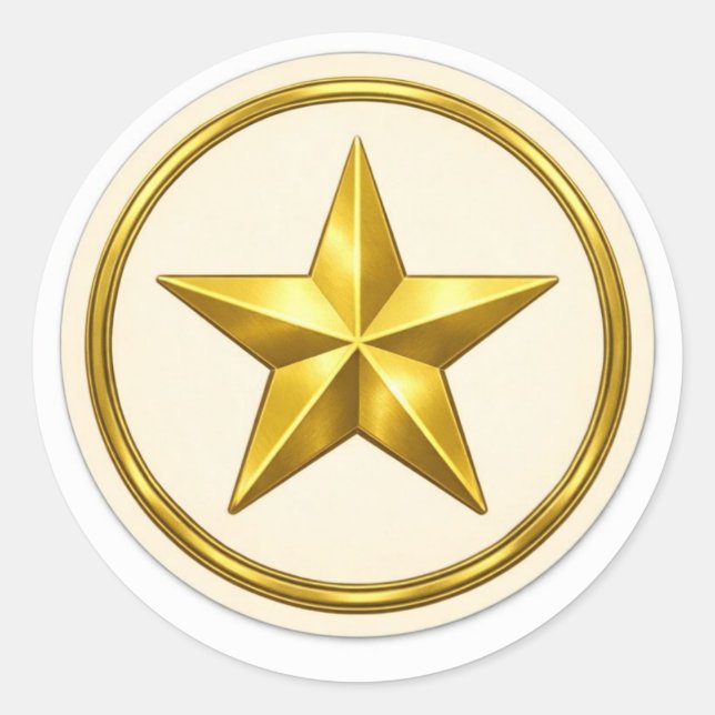 Adesivo Redondo Antique Gold Star   Round  Envelope Seal (Frente)