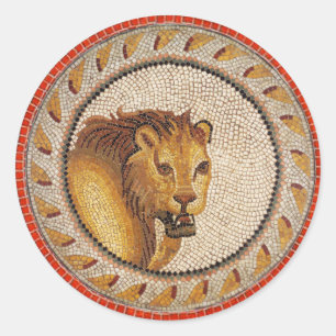ADESIVO REDONDO ANTIQUE ROMAN MOSAICS / LION