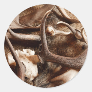 Adesivo Redondo Antlers dos alces dos alces dos cervos que caçam